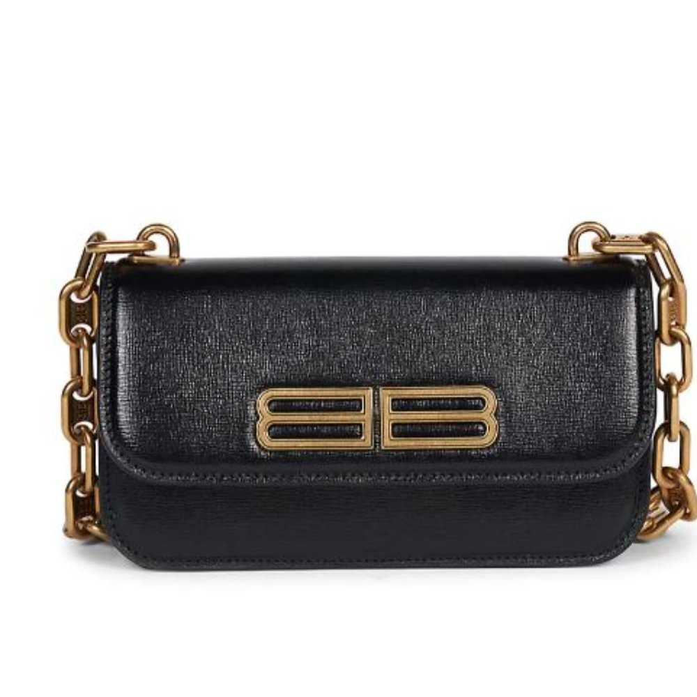 Balenciaga Gossip XS Leather Crossbody Shoulder Bag Black
